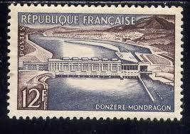 Timbre reprsentant le barrage de Donzre-Mondragon, http://www.lemarchedutimbre.com/dispo_theme_affichage.php?theme=507&limite=315