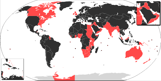 Carte de l'empire colonial britannique