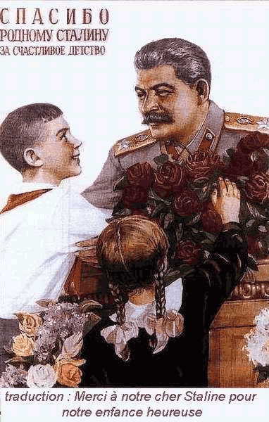 Affiche de propagande faisant lhommage de Staline